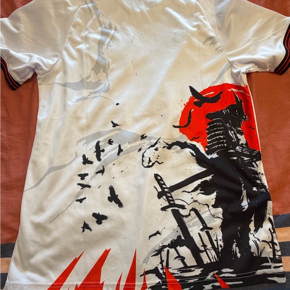 Y-3 White Tee with Red & Black Samurai Graphic - Picture 4 of 4